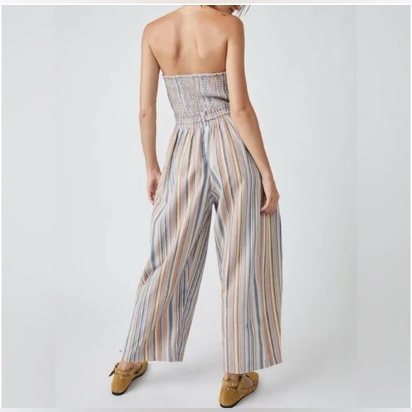 NWOT FP Roaming Shores strapless jumpsuit stripes barrel legs size‎ pocket XS - Picture 4 of 13